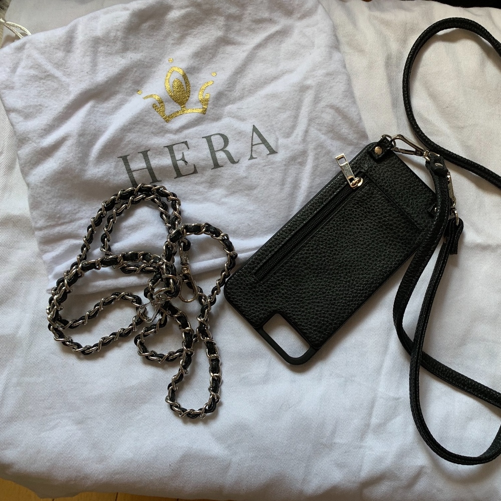 Hera Phone Case Cross Body Black Leather